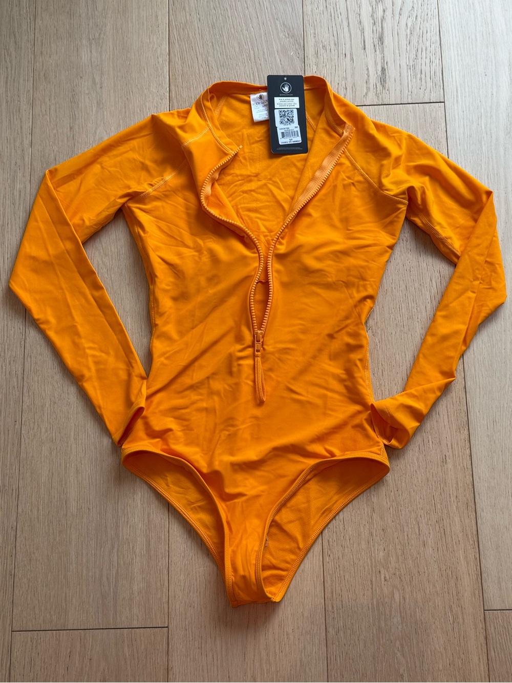 Body Glove Apricot Orange Long Sleeve Zip One Piece Swimsuit Rash Guard NWT S